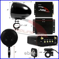 1000W Amp Waterproof Bluetooth Motorcycle ATV Stereo 4-CH Speakers Audio System