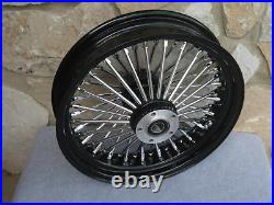 16x3.5 Black Fat Spoke Rear Wheel For Harley Fxst Softail XL Touring Baggers