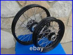 21 & 16 Black Rim Hub 40 Spoke Wheel Set For Harley 1984-99 Dyna Sportster, XL
