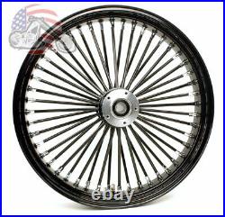 21 x 3.5 48 Fat King Spoke Front Wheel Black Rim Dual Disc Harley Touring 00-07