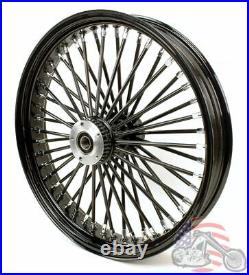 21 x 3.5 48 Fat King Spoke Front Wheel Black Rim Dual Disc Harley Touring 00-07