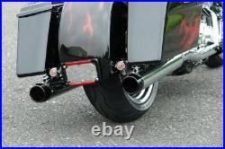 2 Inlet Rinehart Chrome 3.5 Slip-On Black Tip Mufflers Exhaust Harley Touring