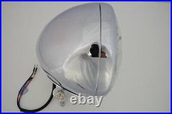 Large Bottom Mount Chrome Steel Motorcycle Motorbike Headlight H4 Glass Lens