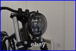 Motorbike Headlight LED Gloss Black for Custom Harley Davidson Project Chopper