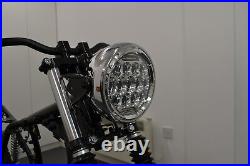 Motorbike Projector LED Headlight 7.7 inch Cafe Racer Retro in Custom Chrome