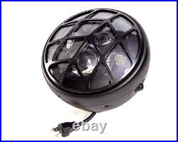 Motorcycle Headlight LED 7.7 with Diagonal Grill Retro Cafe Racer & Scrambler