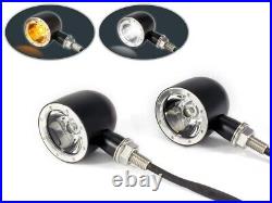 Motorcycle LED Indicators Driving Lights Chrome and Black for Custom Cruiser