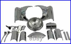 New Complete Chrome Headlight Headlamp Cowl Nacelle Kit Assembly Harley Touring